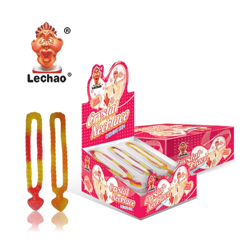 Snacks wholesale ladies crystal necklace sweet gummy fruit jelly candy halal custom gummy candies