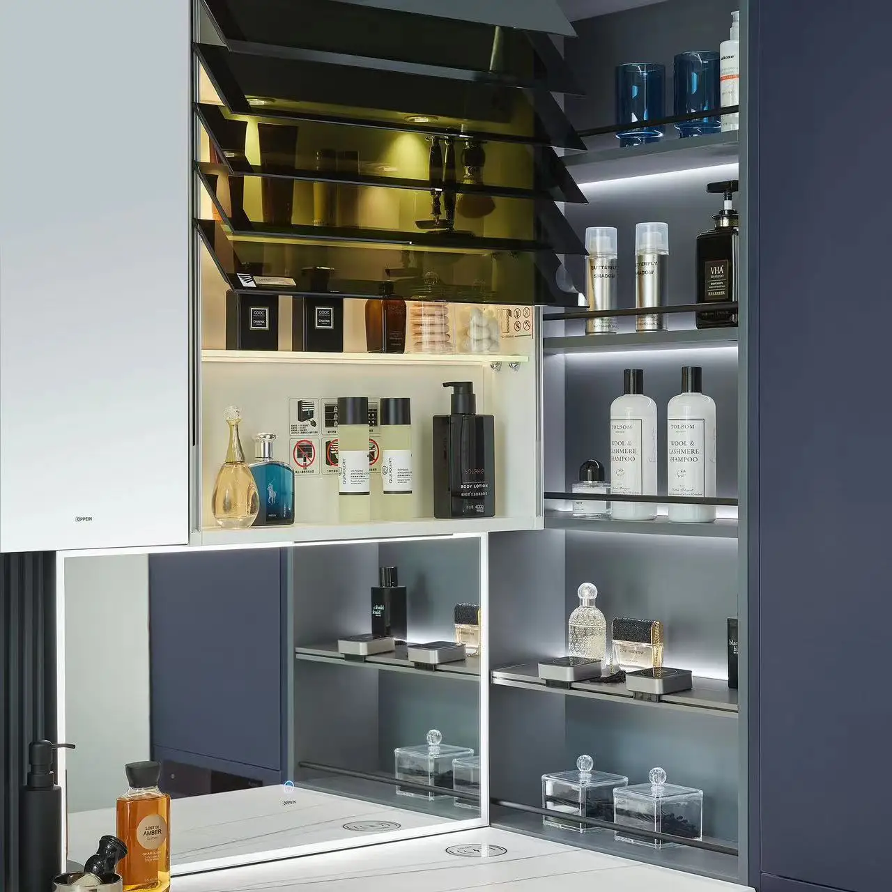 Trending Product Bathroom Cabinet with Mirror & Basin for Hotel High Quality Plywood Bath Cabinet Toilet Cabinet