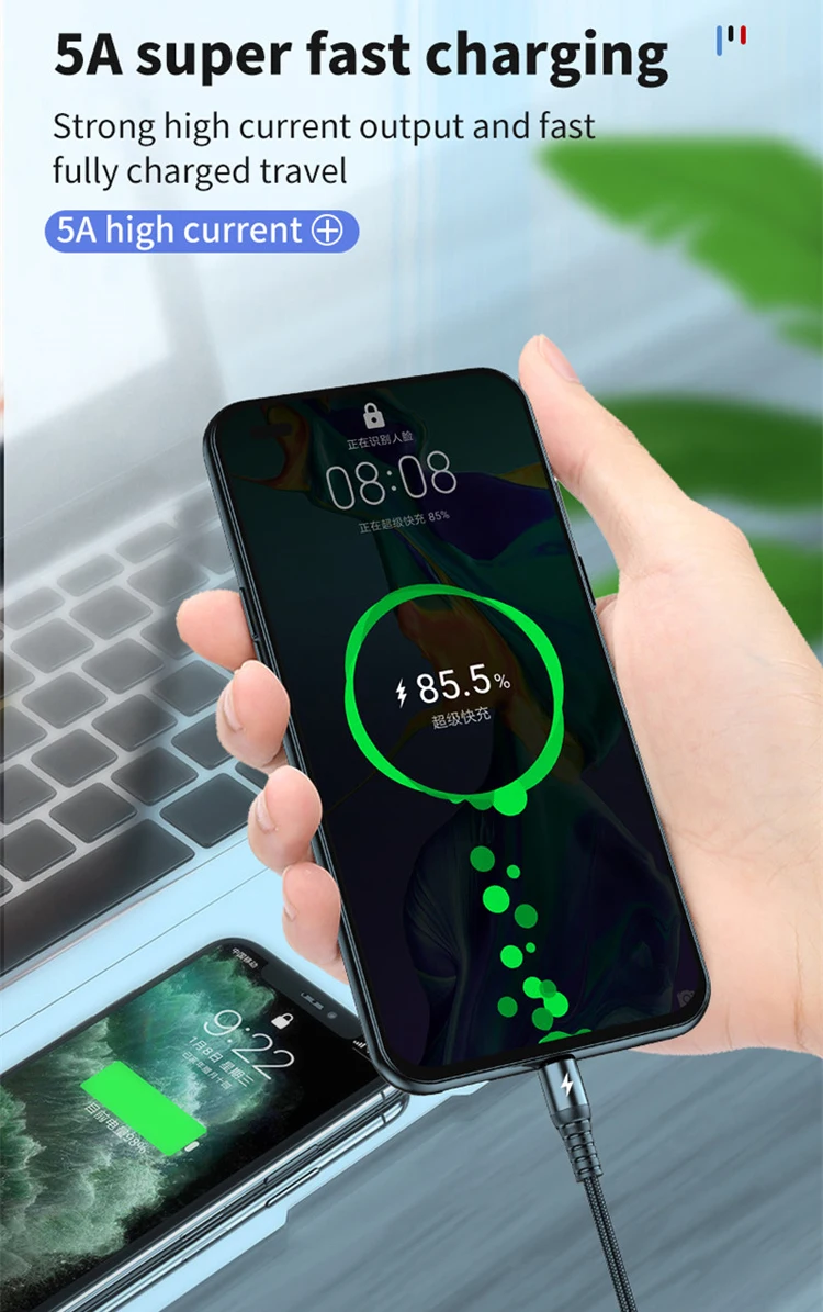 3 в 1 кабель с разъемом Micro USB Type-c/осветительный зарядный Type-c 5A супер быстрый для передачи данных IPhone 13 мини 13Pro Samsung