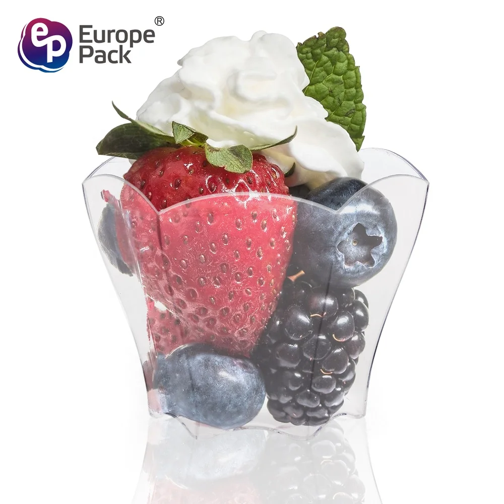 Europe-Pack 70ml 2.5OZ  flower shape mini disposable clear plastic dessert cup