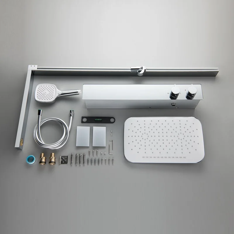 Cold And Hot Water Brass Rain Mixer Black System Thermostatic Shower Set
