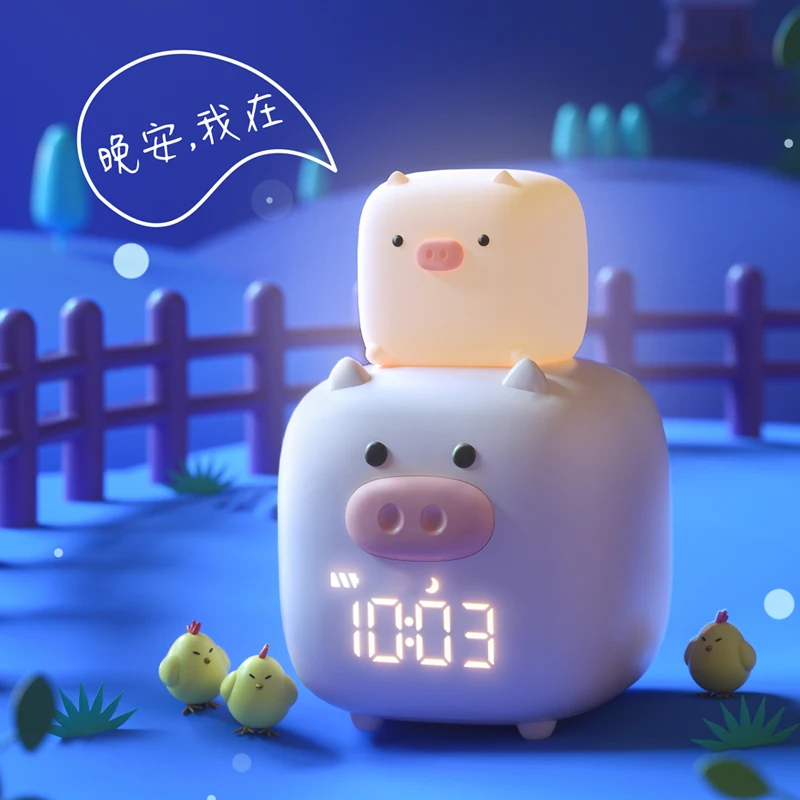 small cute voice control pop-up digital LCD luminous clock with night light