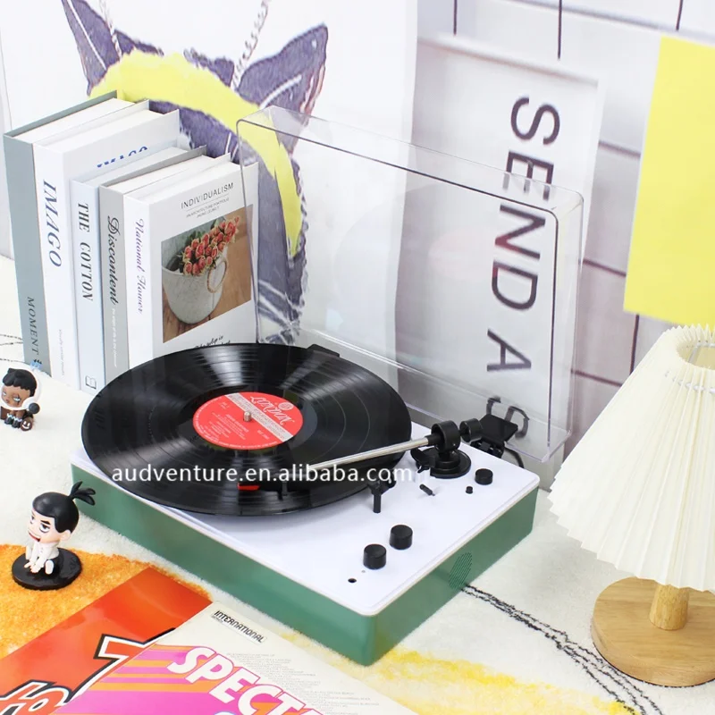 Dust Cover Bluetooth Transmitter Gramophone Phonograph Turntable record player,   Blue tooth vinyl record player