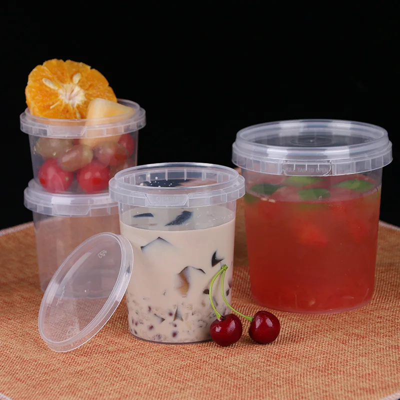 Custom LOGO 16/24/32oz Disposable sealed soup cup takeout porridge bowl  Round plastic soup cup with lid