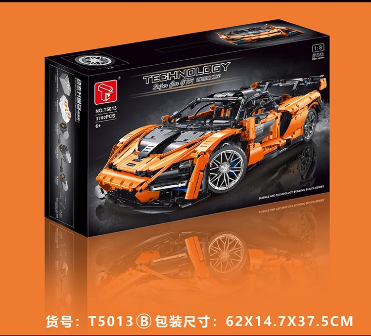 Оптовая продажа T5013 3780 шт. высокотехнологичный RC Senna GTR супер спортивная модель автомобиля строительные блоки оранжевые кубики для суперавтомобиля игрушки подарки детей