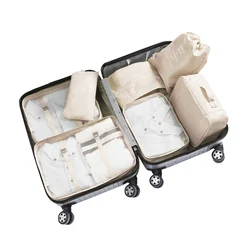 High Quality Fashion Waterproof Laundry Nylon Travel Packing Cubes Set 7pcs Organizer Bags For luggage