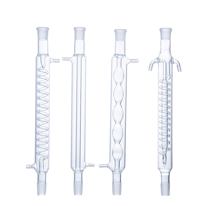 Laboratory Chemistry Coiled Inner Tube glass graham Condenser Pipe with Standard Ground joint