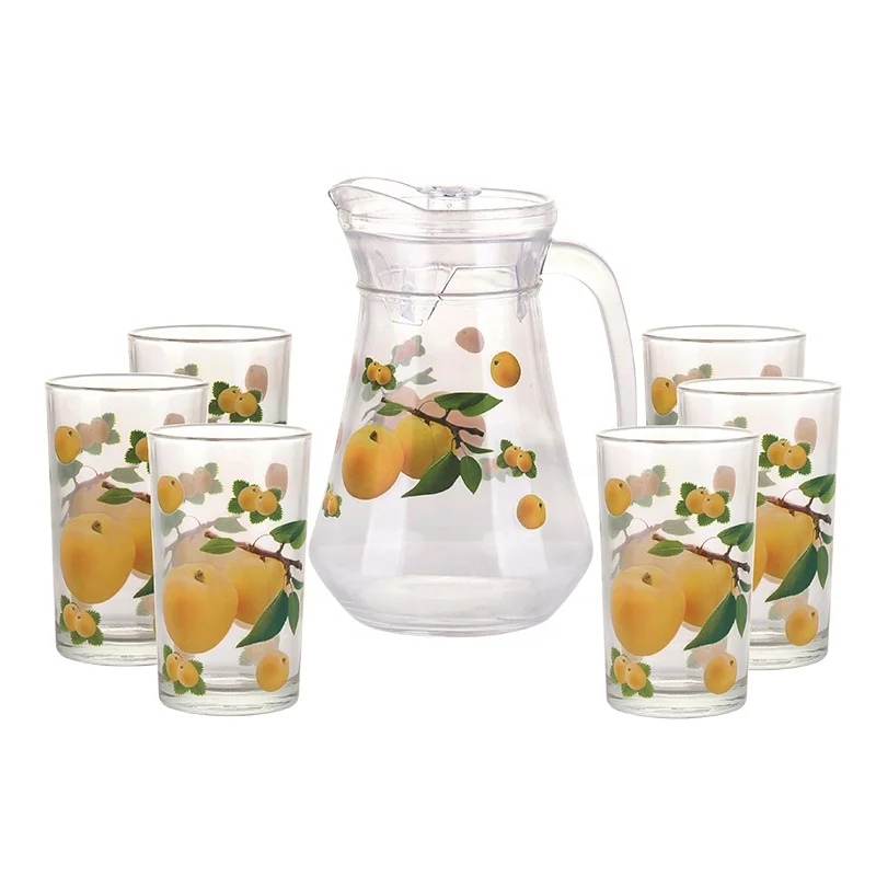 
Cheap glass water drinking juice jug set 7 pcs glass pitcher set 