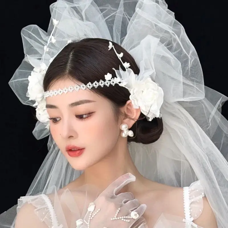 Hera wholesale new beautiful bride veil wedding rosette flower hair veils fancy bridal veil