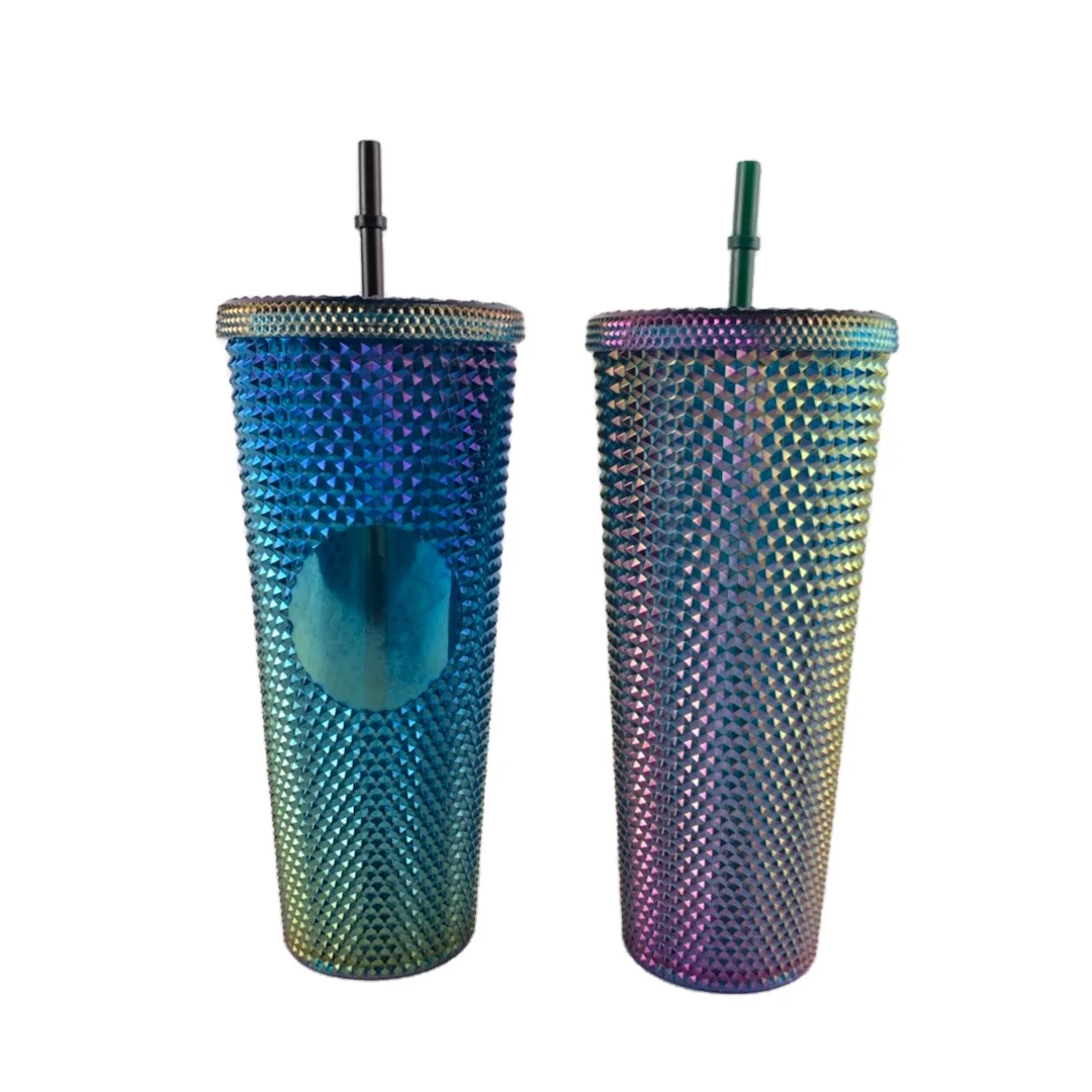 OEM Acceptable Manufacture 24oz/16oz Reusable Plastic Cup Double Wall Tumblers With Lid and Sraw
