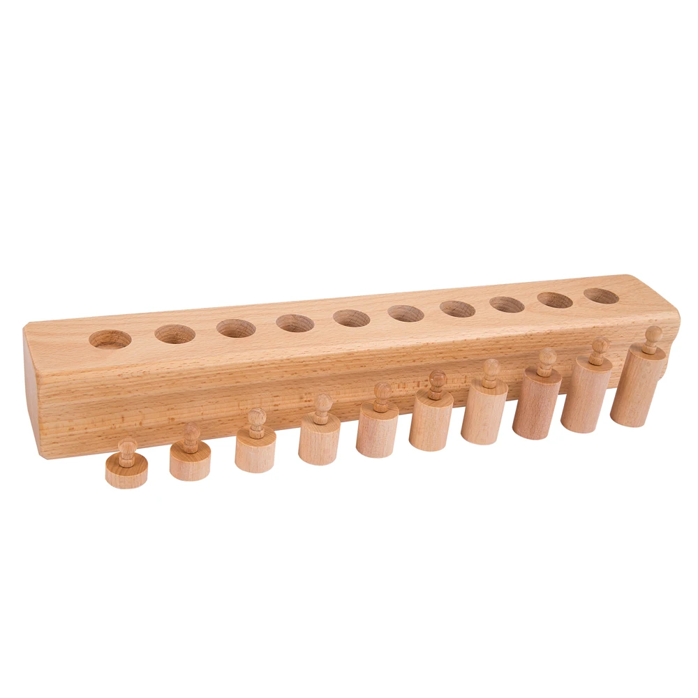 high quality yunhe wooden baby educational toy montessori  material  sensorial cylinder blocks
