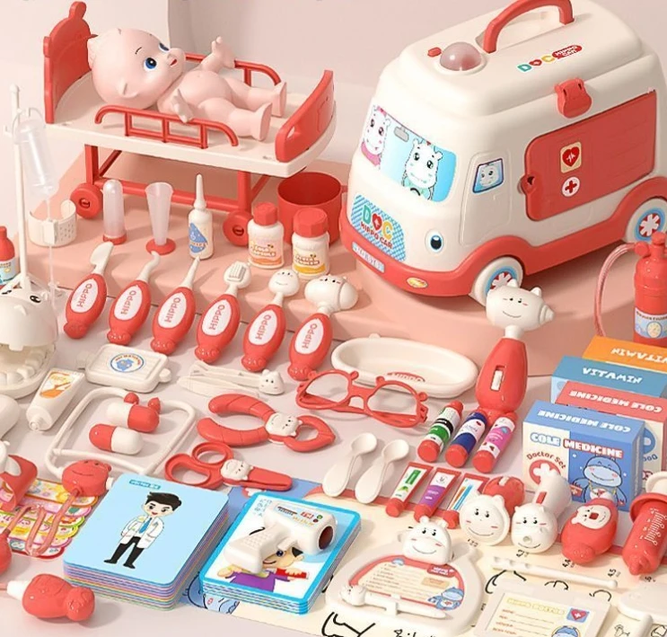 Doctor Toys Parent Child Interactive Educational Learning Play House Music Simulation Pretend Medical Tool Hippo Doctor Toys Set
