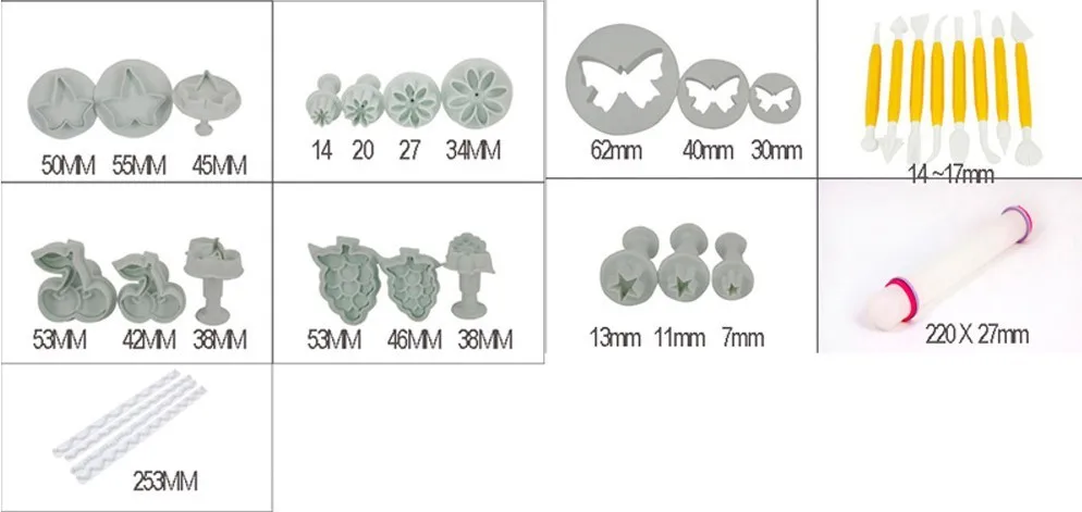 Инструменты для мастики принадлежности украшения тортов 68 шт. в комплекте идеальный набор торта мастикой инструментов выпечки