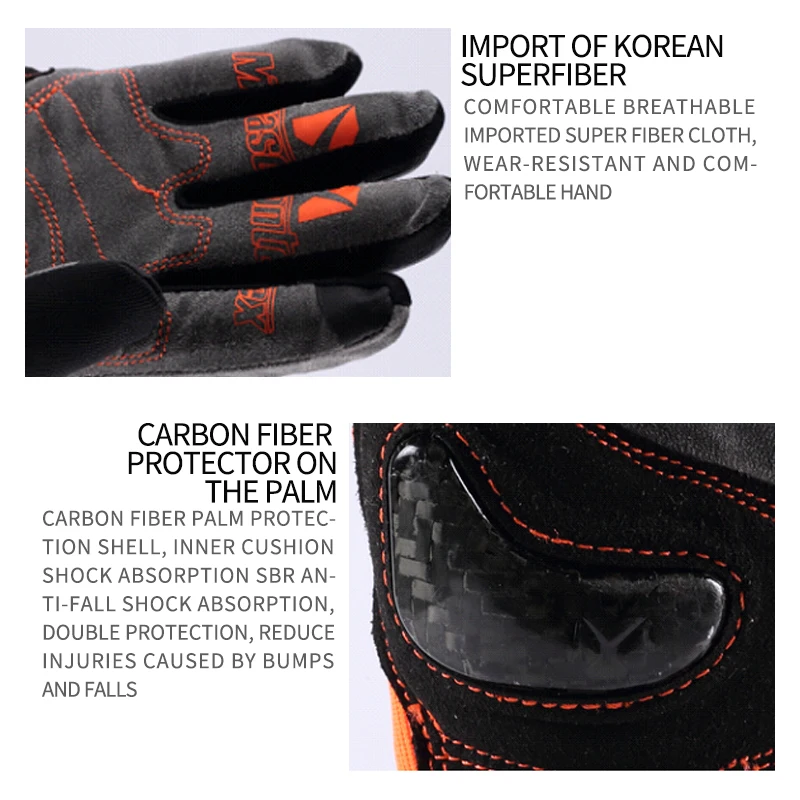 New Style Motorcycle Leather Carbon Fiber Gloves Windproof And Breathable Touch Screen Non-slip Racing Gloves