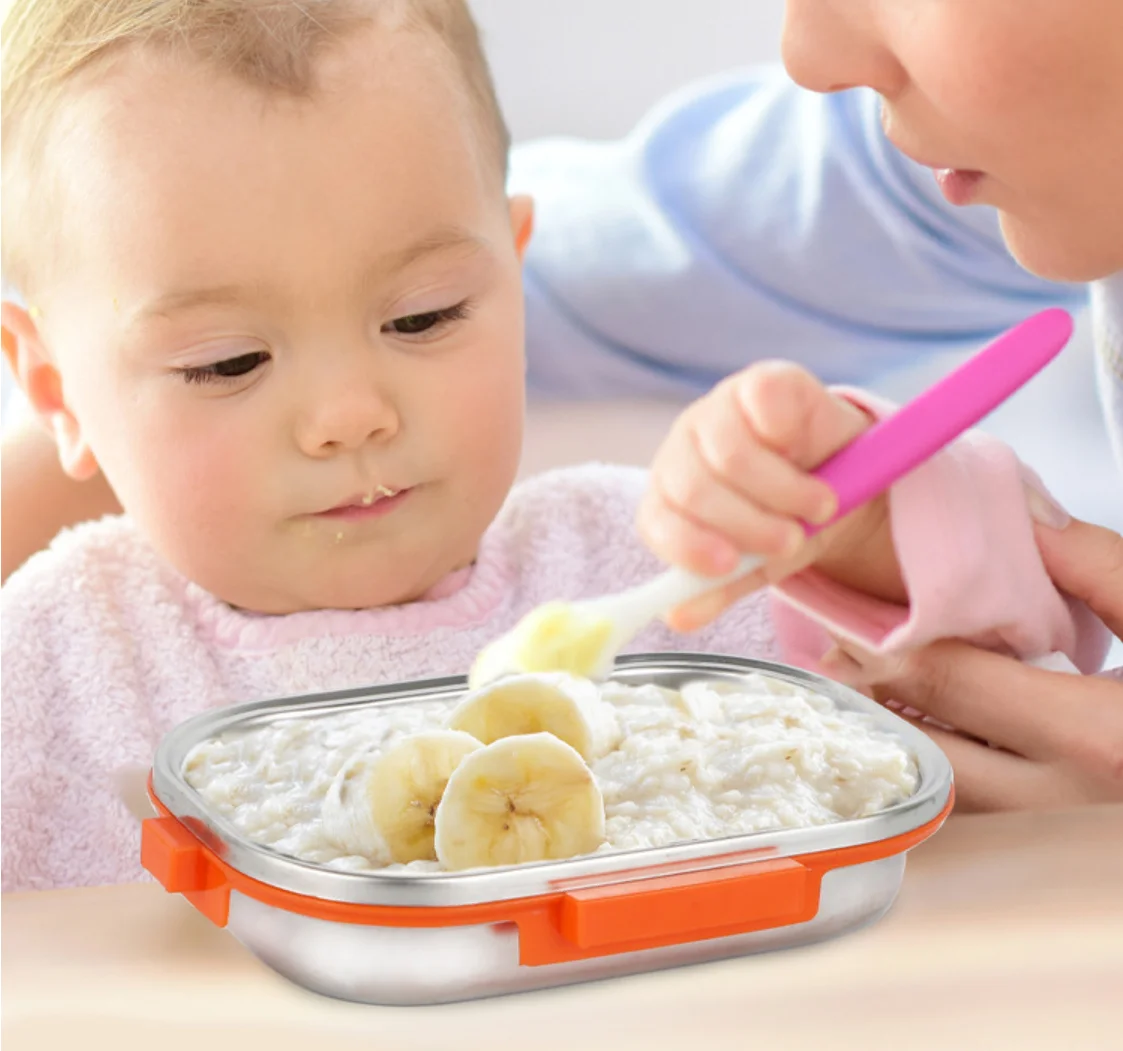 Stainless Steel Bento Lunch Box for Kids Eco Friendly Portion Snack Food Containers Modern Metal Food Pail With Handle