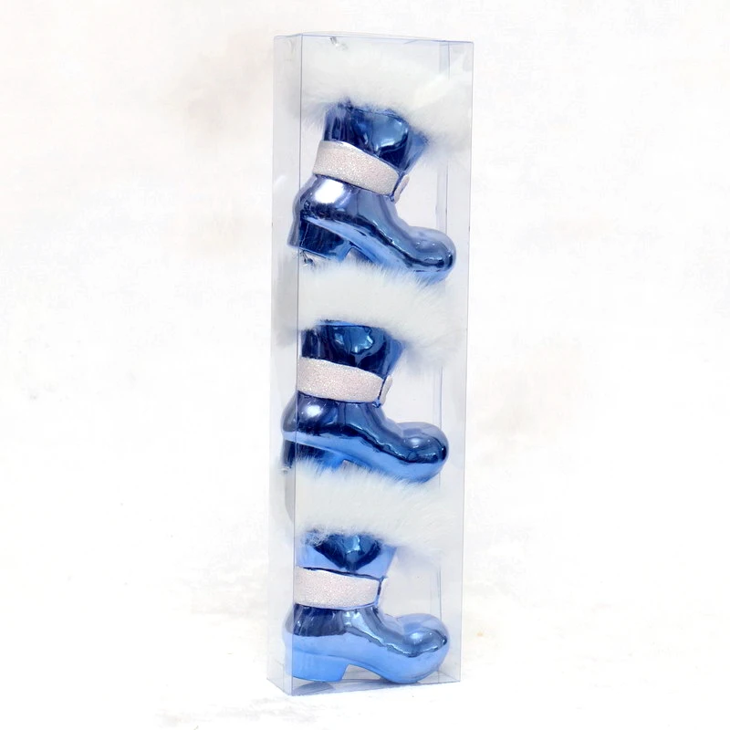 Ice blue transparent painted Central Stick cloth strip PET ball with foam beads plastic ball ornament