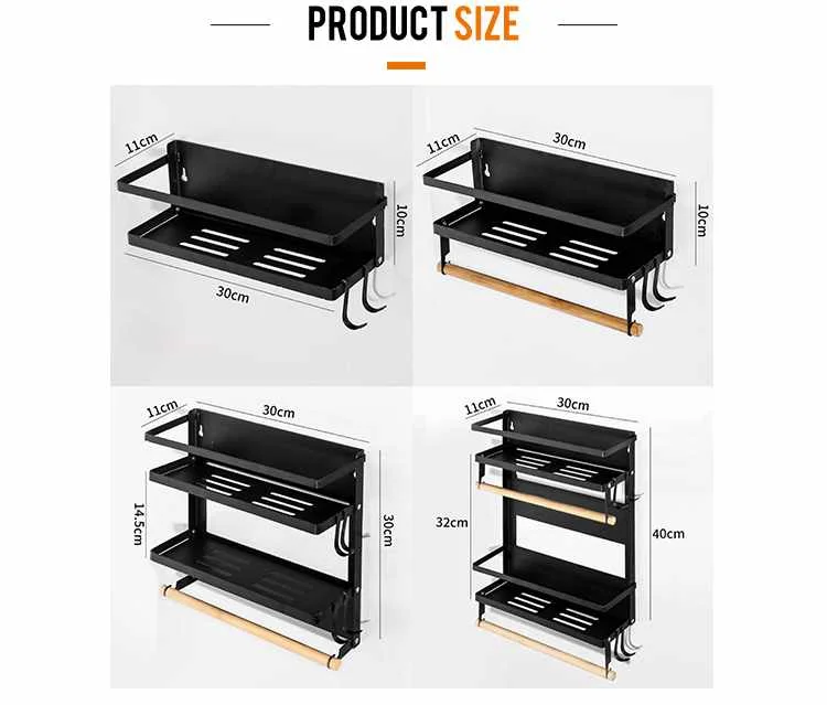 Stainless Steel Kitchen Shelf/No Hole Installation Metal Shelf Kitchen/Magnetic Suction Kitchen Shelves