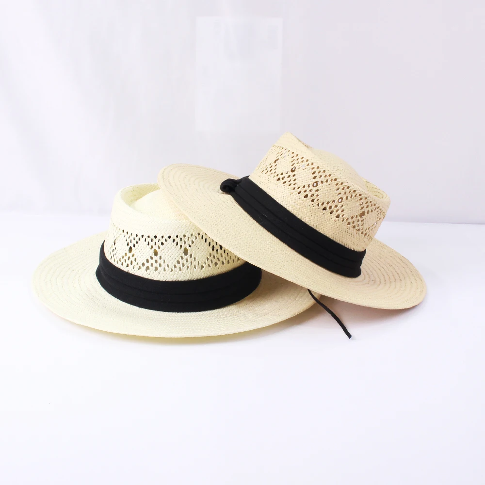 High Quality Straw Cowboy Panama Hat Custom Logo Summer Beach Wide Brim Raffia Straw Western Hat Wholesale Strohhut