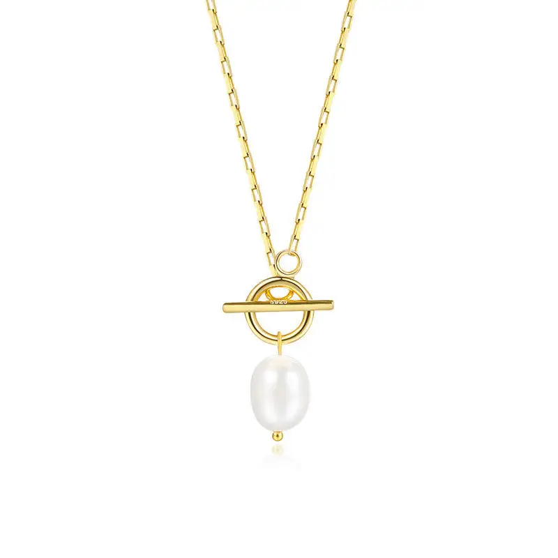 Nabest 925 Silver OT Clasp Choker Jewelry Fresh Water Pearl Charm Clavicle Chain Necklace