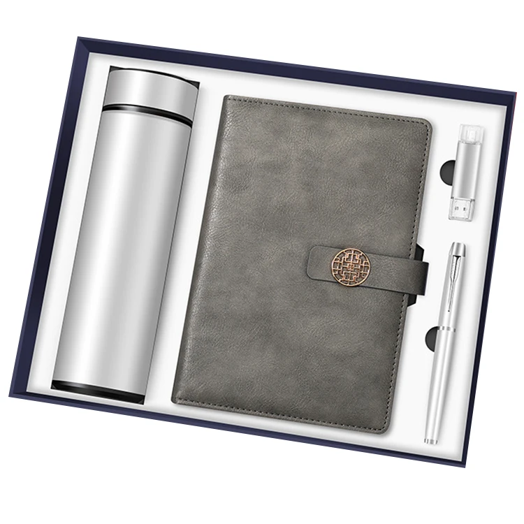 low MOQ Executive Business Corporate Gift Set Vacuum Cup USB Flash Drive A5 Notebook business gifts set