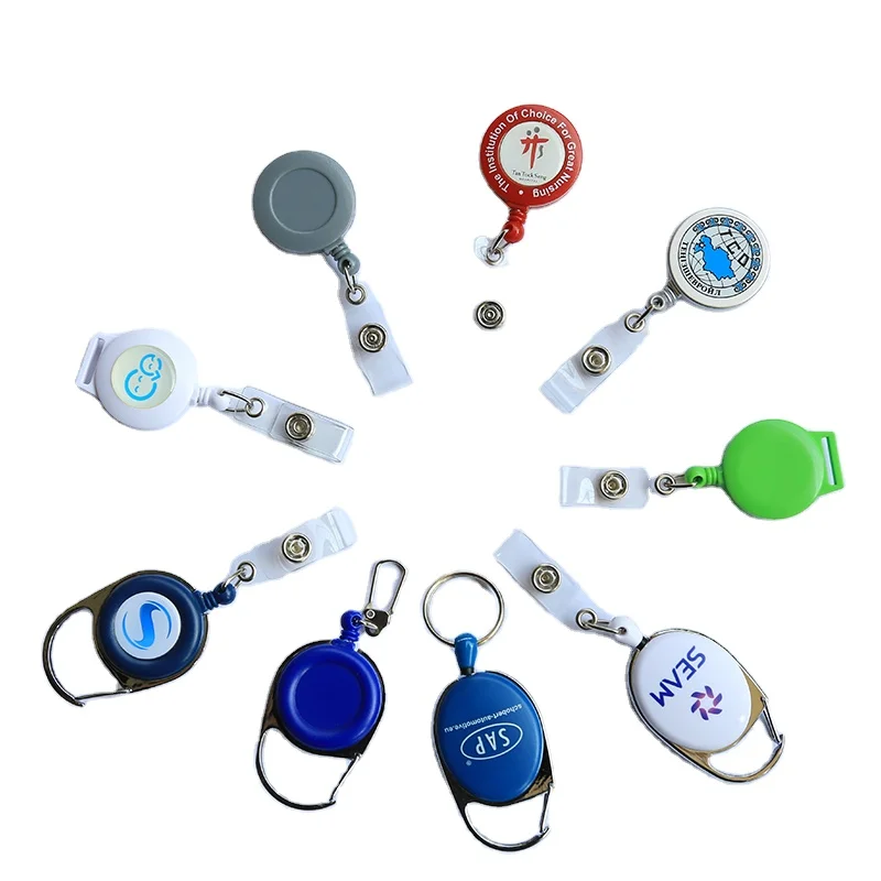 Wholesale Manufacturer Custom Logo Blank Plastic Reusable Black Retractable Badge Reel Clips Id Name Badge Holder