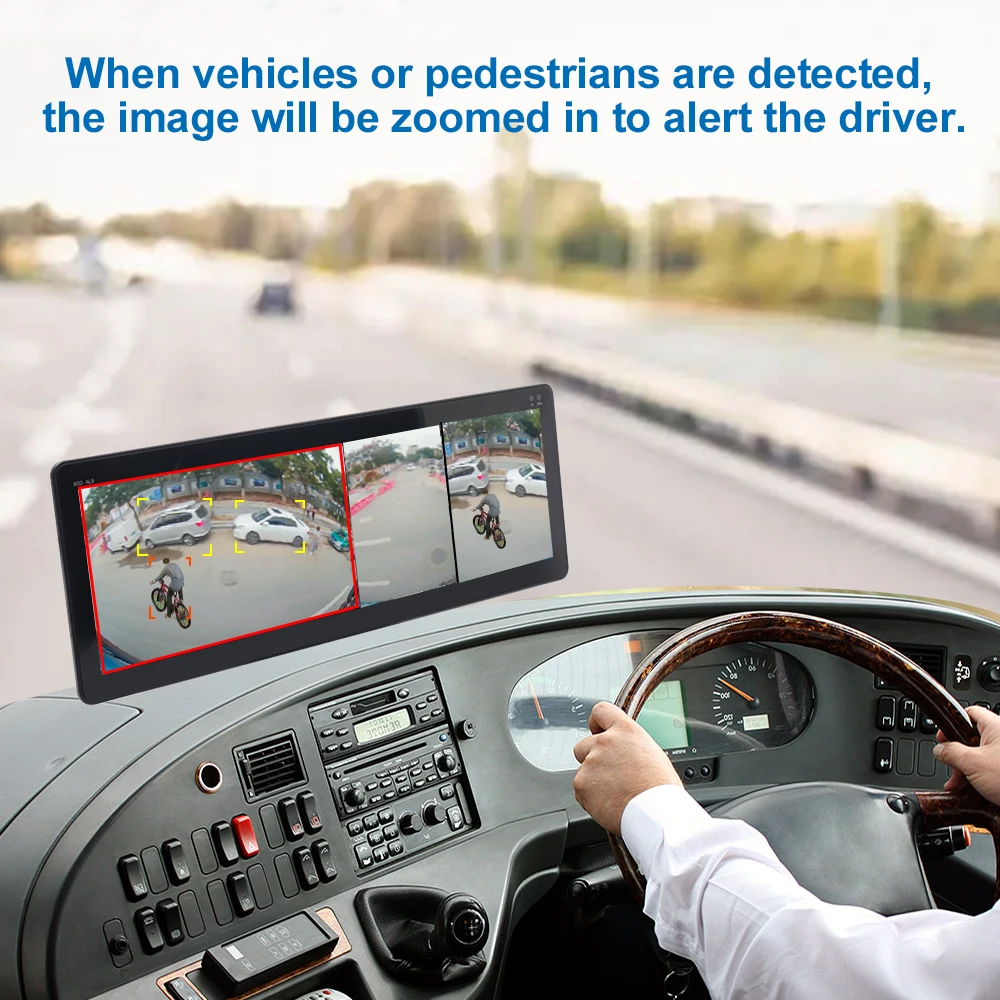 PJAUTO AI 360 AVM Surround View Safe Driving Assistance System with 6CH Support Collision Warning Pedestrian & Vehicle Detection