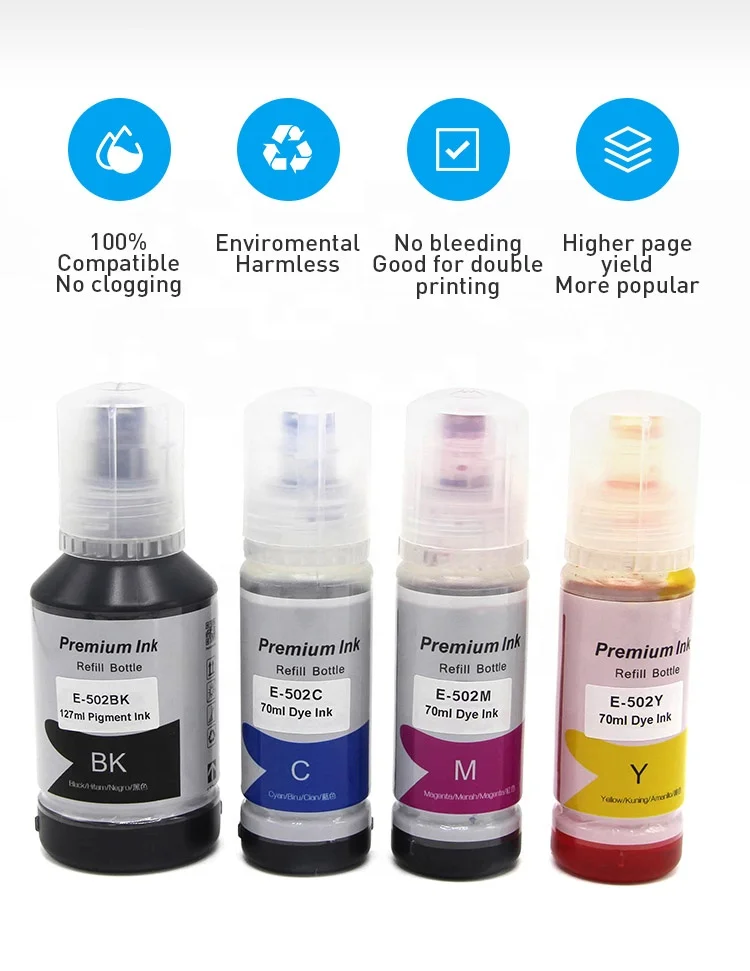  INK-мощность T5021 T502 502 премиум цвета совместимый объем бутылки на водной основе пополнения чернил для Epson ET-2750