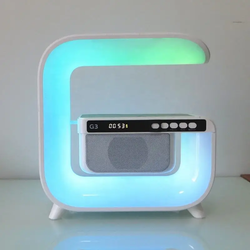 Retro Colorful G3/XM-G3 4 IN 1 Clock Blue Tooth 5W Led Wireless 15W Charging Station Lamp Light Speaker With Clock and Alarm