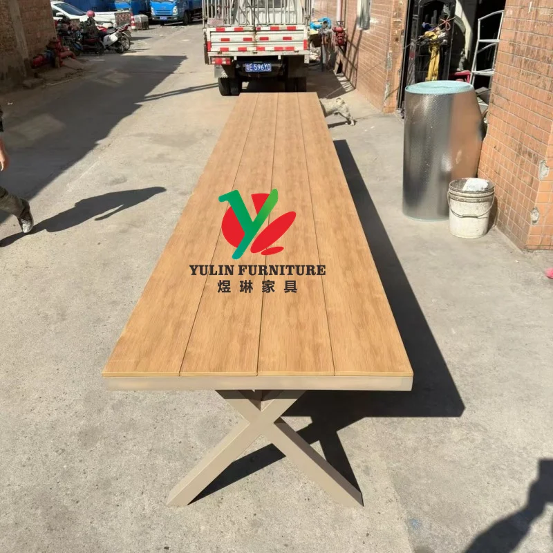 Customized extra long  12 seater dining table center wooden wood slab dining table