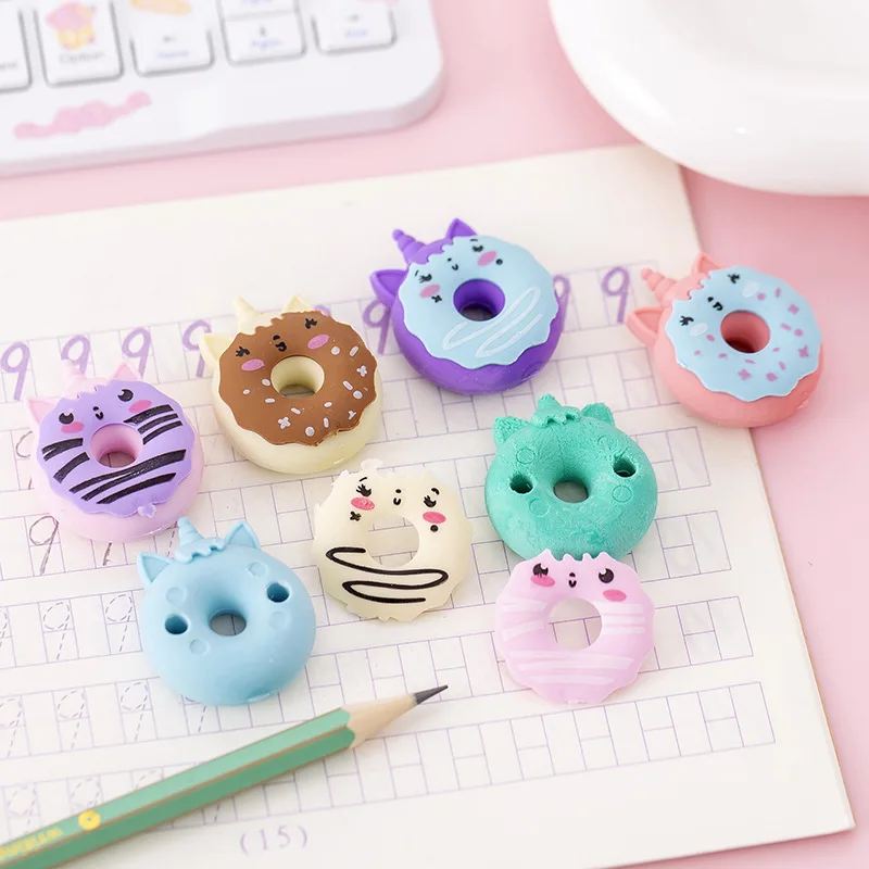 2023 Wholesale  Kawaii Donut Unicorn Cute Cartoon Random Erasers for  Student