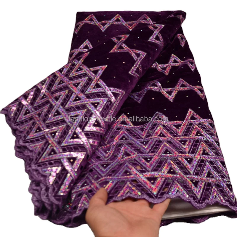 sequins colorful embroidery velvet lace fabric
