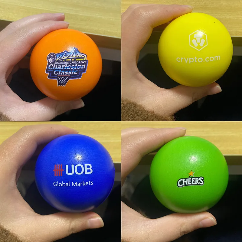 Stress Ball with Logo 63MM Antistress cheap Ball Ball Pu Stress Reliever Custom Logo PU Promotional Toy Picture Unisex Gifts