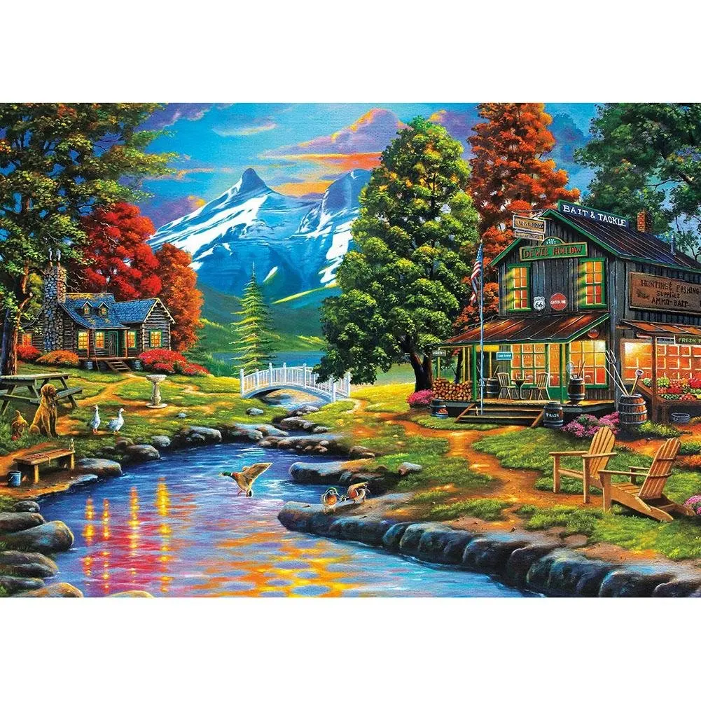 M-L-84 5d diamond painting  mosaic embroidery kit complete DIY  room decoration picture,Snow Mountain Countryside