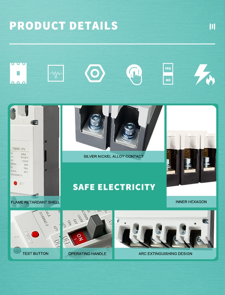 USFULL DC MCCB Molded case circuit breaker 200A 225A 250A 4P 1000V for solar system