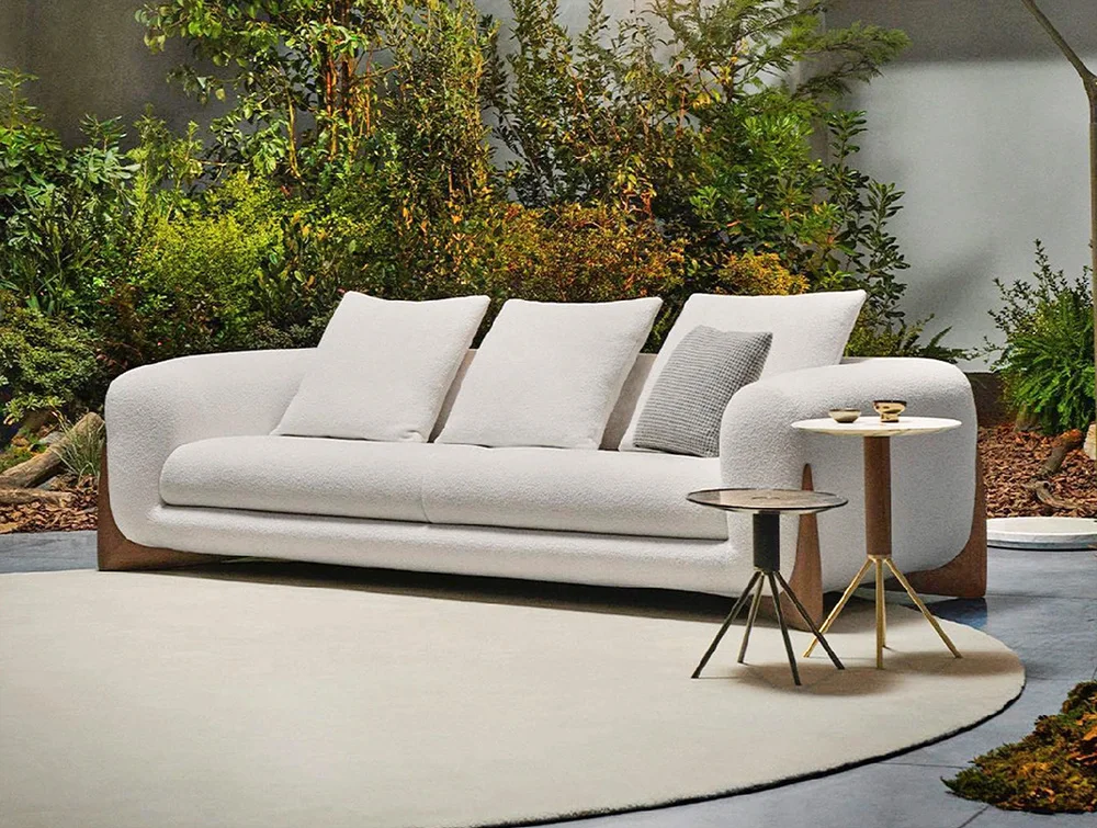 Italian Modern Living Room Sofas Set Elegant Soft Lambswool Couch Comfortable Sectional Sofa For Villa Apartment