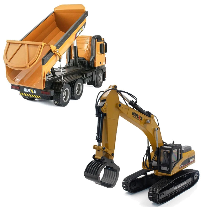 Huina RC 1 14 Radio Control Vehicle Full Metal Excavator 580 & 573 Rc Dump Truck Toys Model