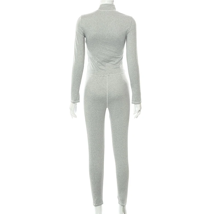 Solid Matching Irregular Lady Crop Top And Pants Outfits Fall Autumn Stylish Clothing Women Co Ord Tracksuits 2 Two Piece Set