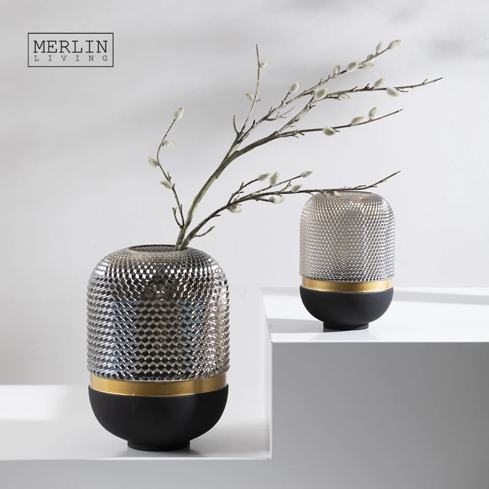Стеклянная ваза Merlin с позолоченным покрытием Современный домашний декор Настольная Ваза для стеклянной