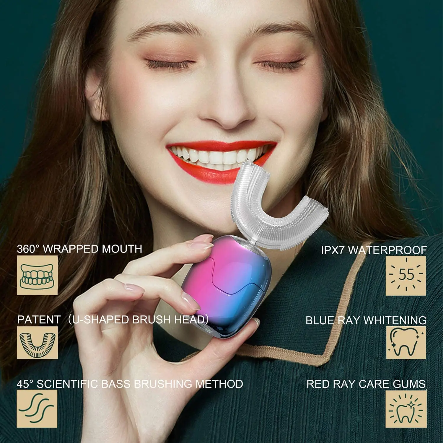 wholesales electric u-shaped sonic toothbrush u shaped electric toothbrush for adult