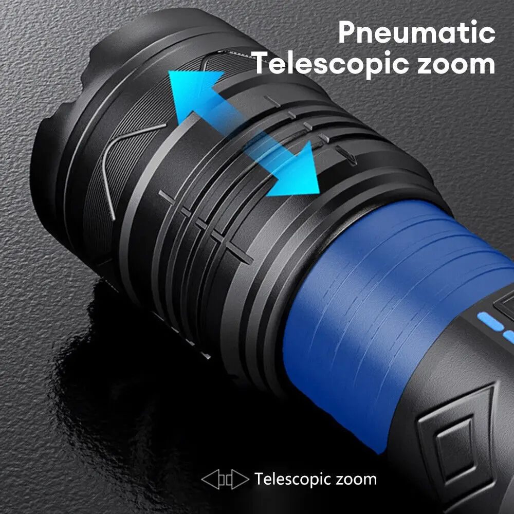 2024 New Outdoor Display High Power 150W Super Bright Spotlight Long Range Zoomable Emergency Led Flashlight