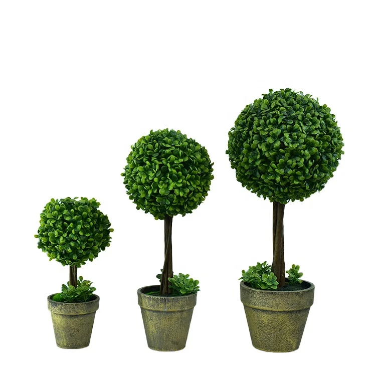 Artificial Topiary Ball Plants Faux Boxwood Trees Potted Fake Bushes Shrubs for Home Office