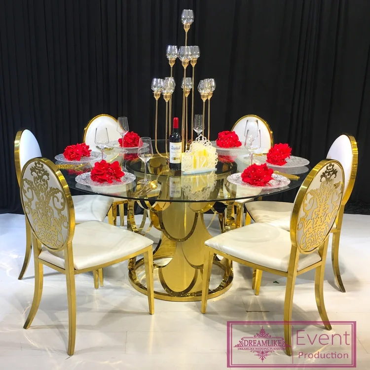 Hot selling cheap clear glass center dining table