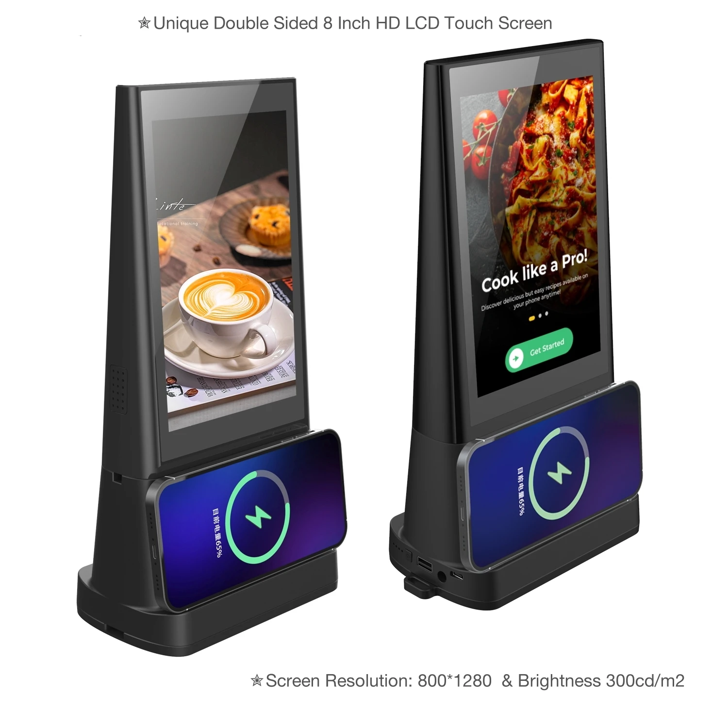 FYD-06 Restaurants Bars Hotels Smart Solution Tabletop Calling System Order Kiosk Battery Powered Screen ADS Menu Display Device