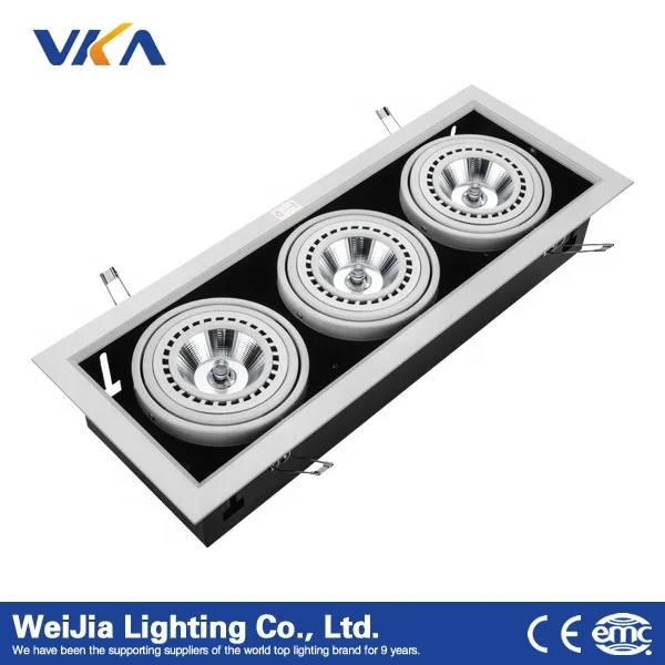 led ar111 light 2*15w retangular recessed dimmable led grille light  express