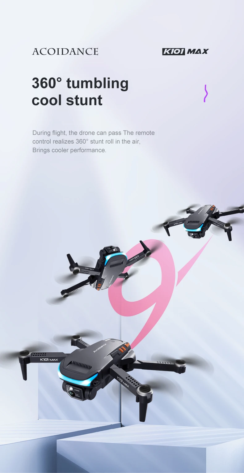 New K101 Max Obstacle Avoidance Optical flow positioning 4K HD Dual Foldable Quadcopter Toys Drones VS E88 E58 Camera mini drone
