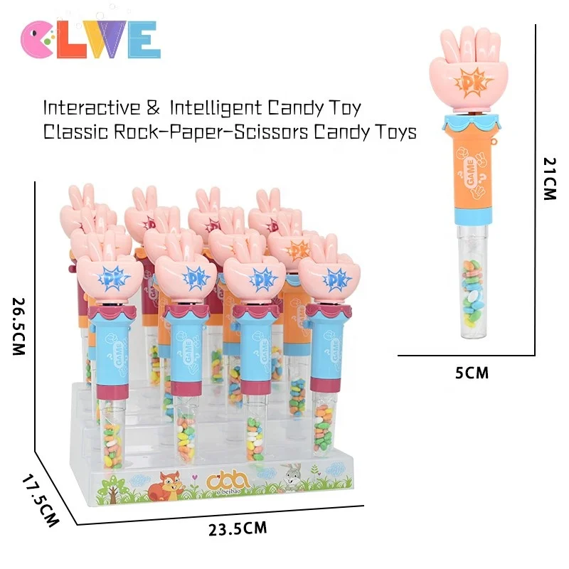 2024 Novelty design macaron color Interactive and Intelligence candy toy educational Rock-Paper-Scissors toy candy for kids