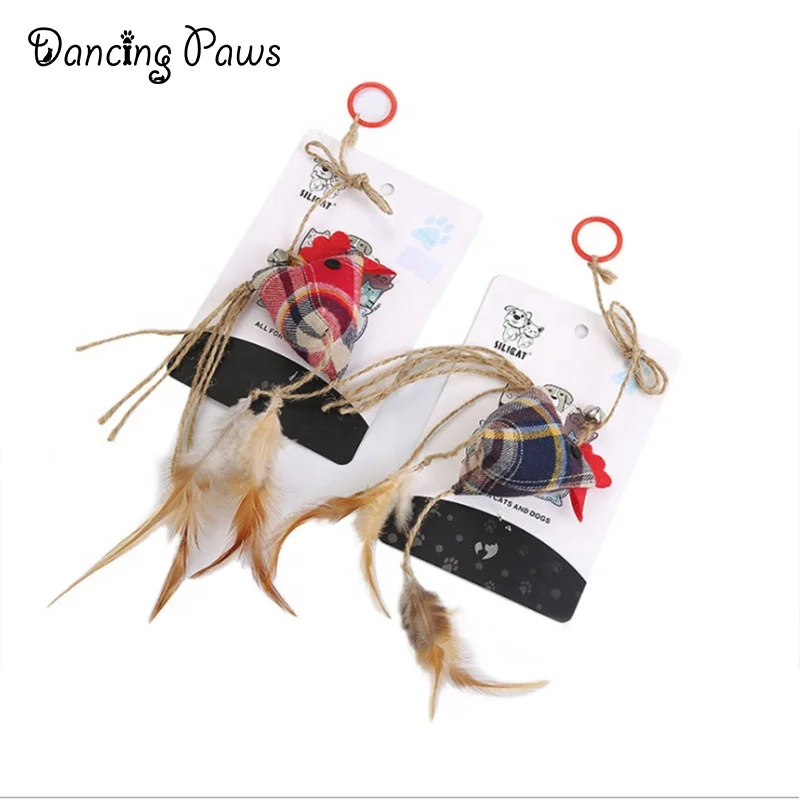 Finger Ring Cat Teasing Toy Interactive Cotton Sisal with Feather Cat Toys