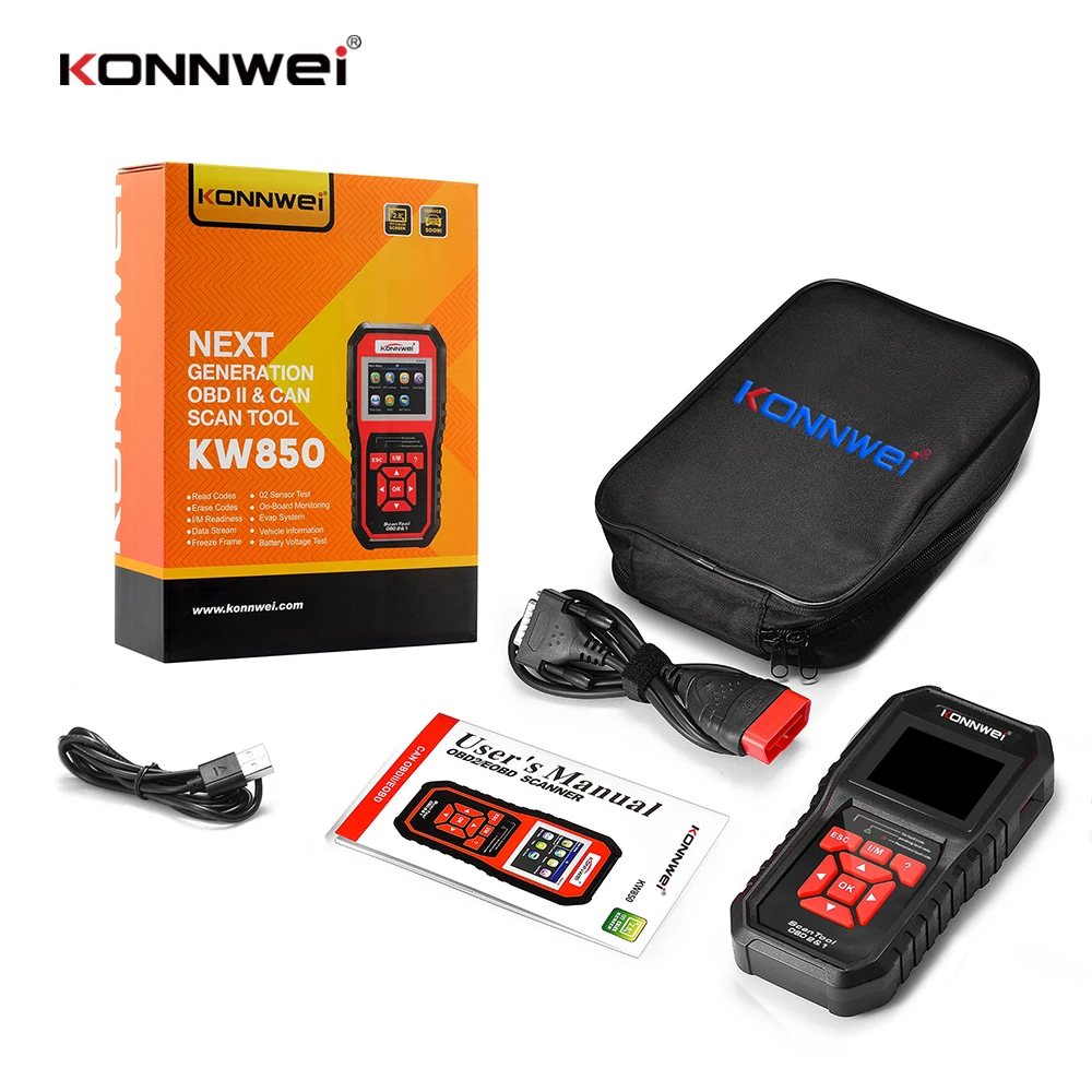 KONNWEI KW850 полный OBD2 автомобильный диагностический инструмент кВт 850 OBDII Авто сканер обновление бесплатно на