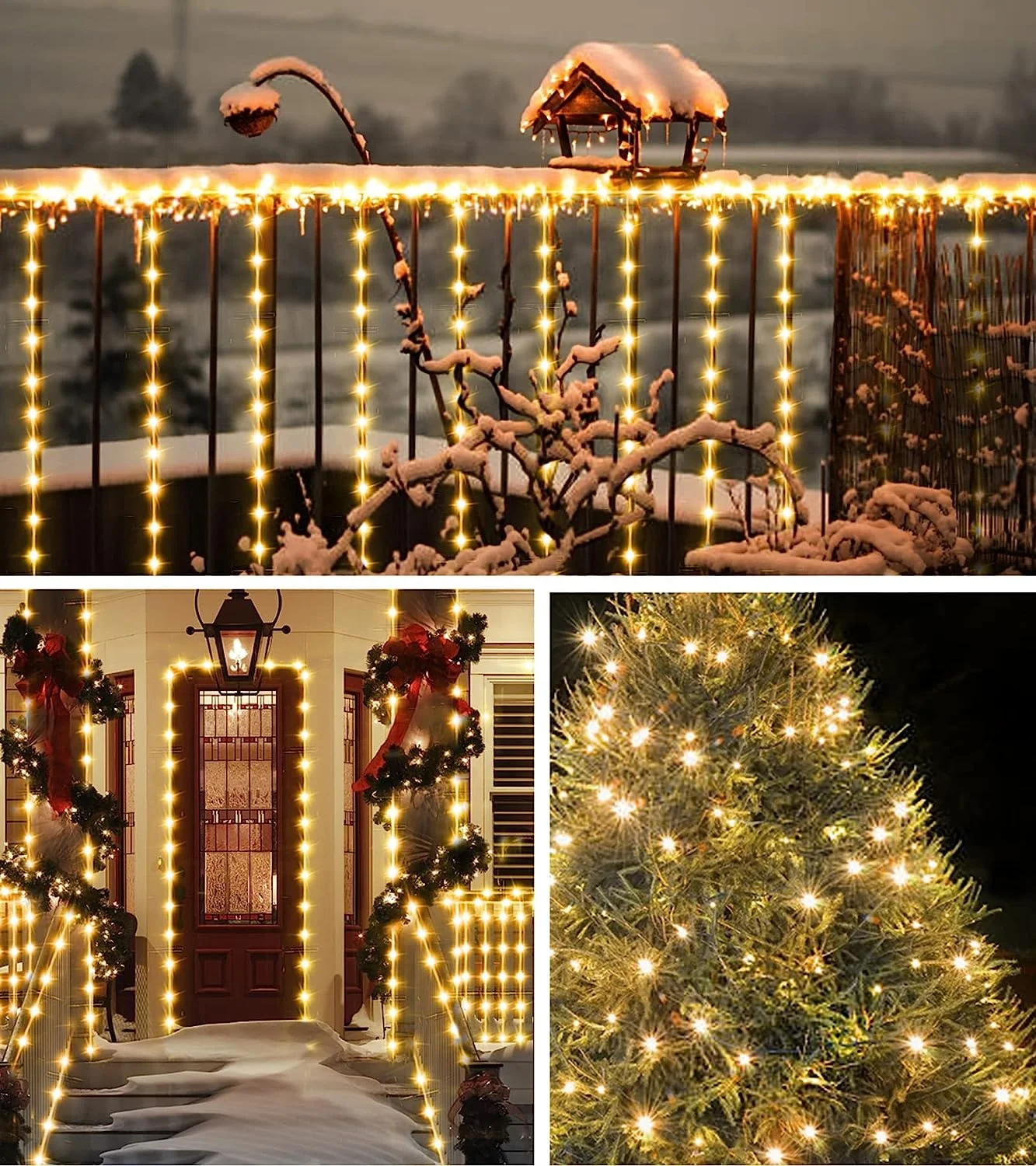 Waterproof led solar Copper Wire christmas tree lights string High Quality  Holiday Lighting Christmas outdoor Decoration