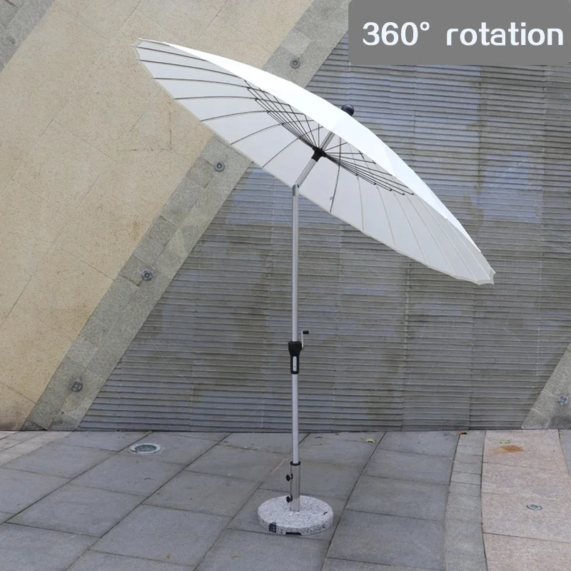 2.5m 12ft 24K Panels Garden Sunshade Park Outdoor Aluminum Pole 360 Degree Rotation Parasol Umbrellas